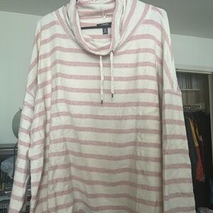 Chaps Pink and White Striped Women's Sweater